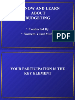 To Know and Learn About Budgeting: - Conducted by - Nadeem Yusuf Mufti