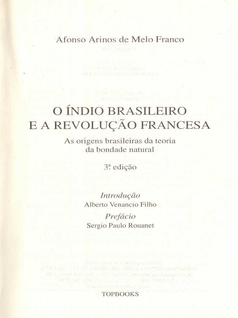 Afonso Arinos de Melo Franco O Índio Brasileiro PDF Escravidão Brasil