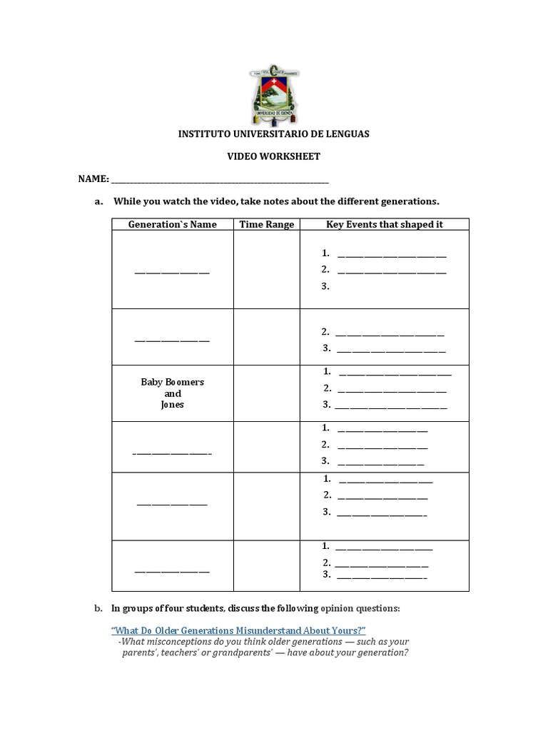 Video Worksheet PDF