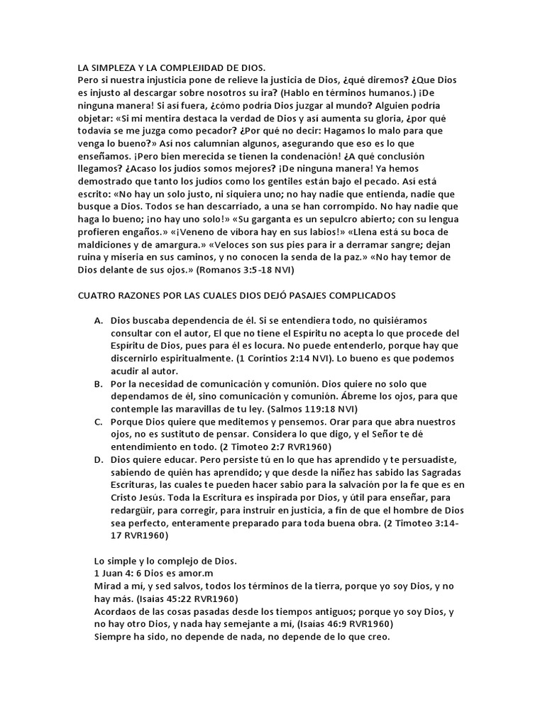 Lo Simple y Lo Complejo de Dios | PDF | Sola Fide | Dios