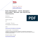 Risk Management: Event Managers' Attitudes, Beliefs and Perceived Constraints