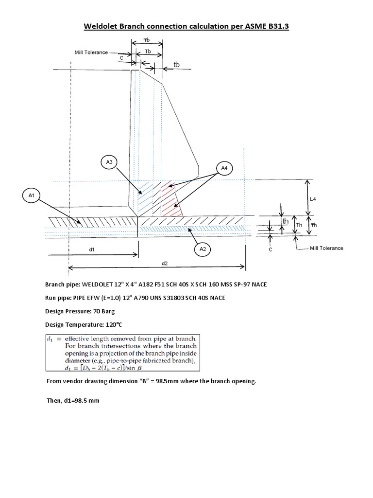Weldolet Branch Connection Calculation Pdf Pipe Fluid Conveyance