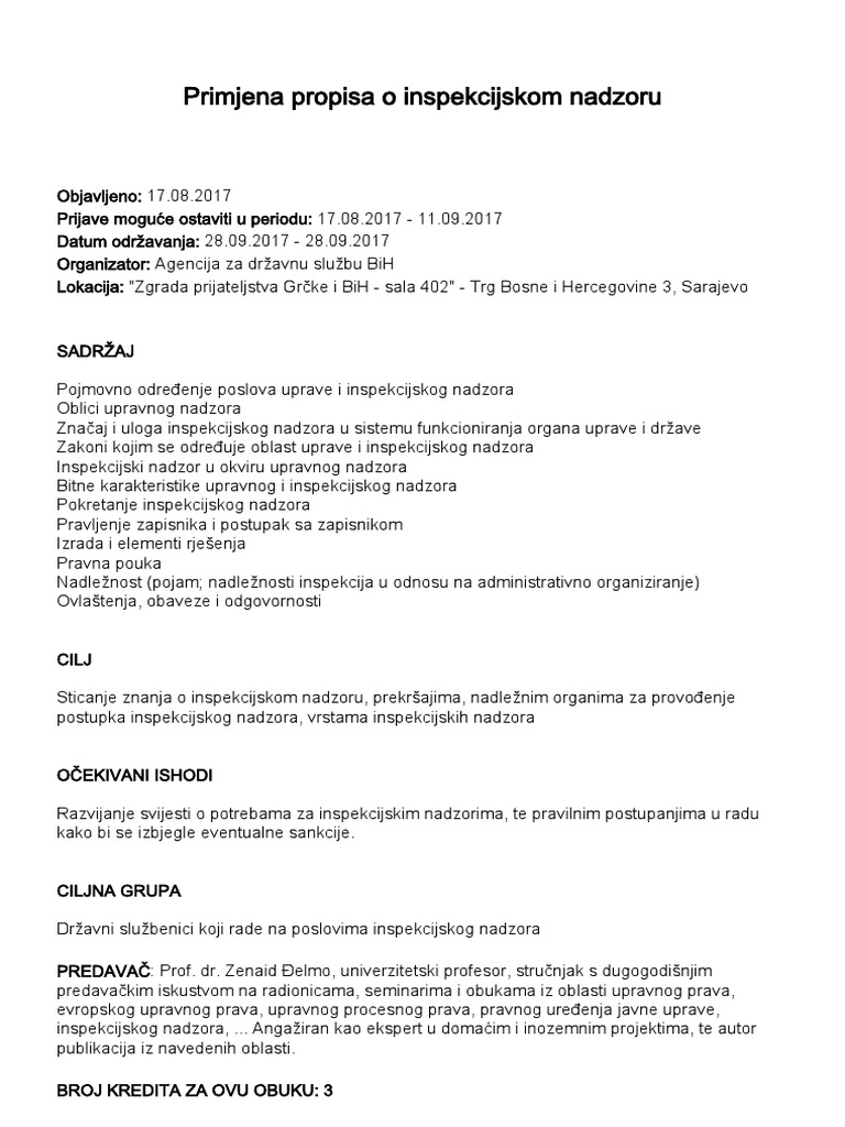 Inspekcijski Nadzor | PDF