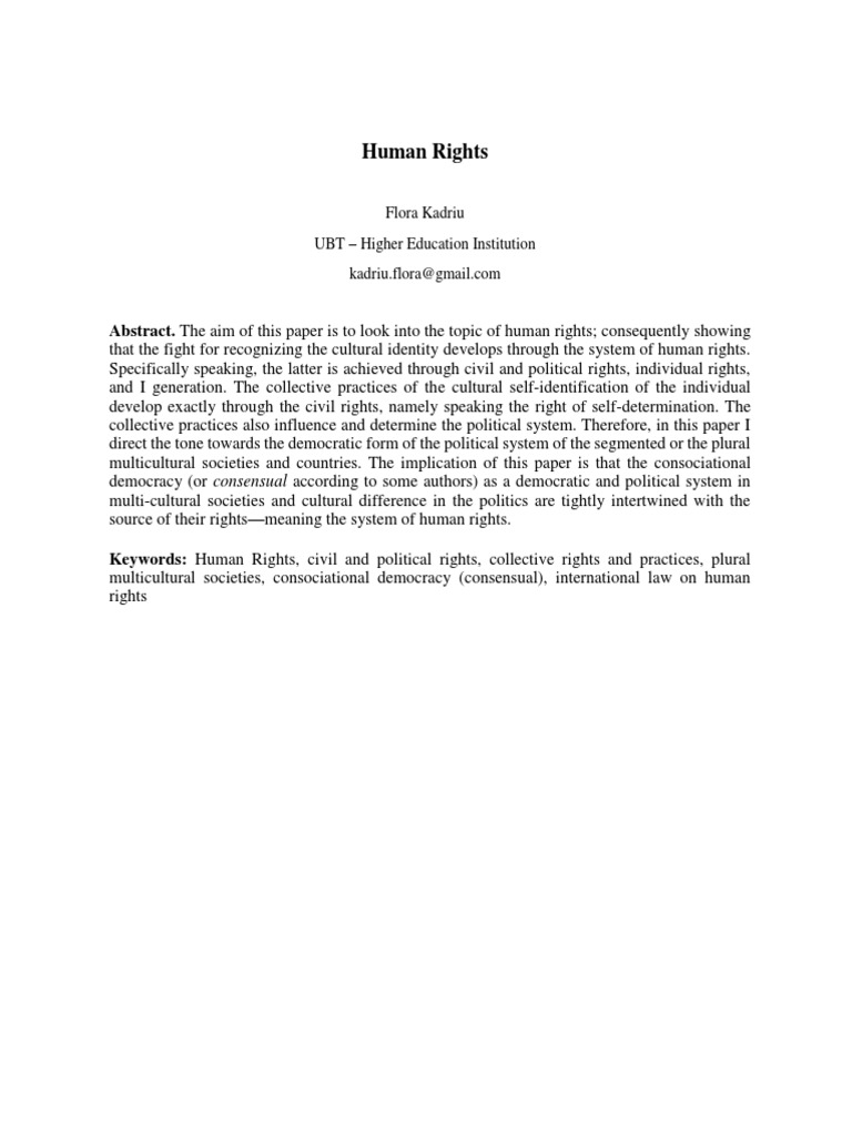 Human Rights: Abstract. The Aim of This Paper Is To Look Into The Topic ...