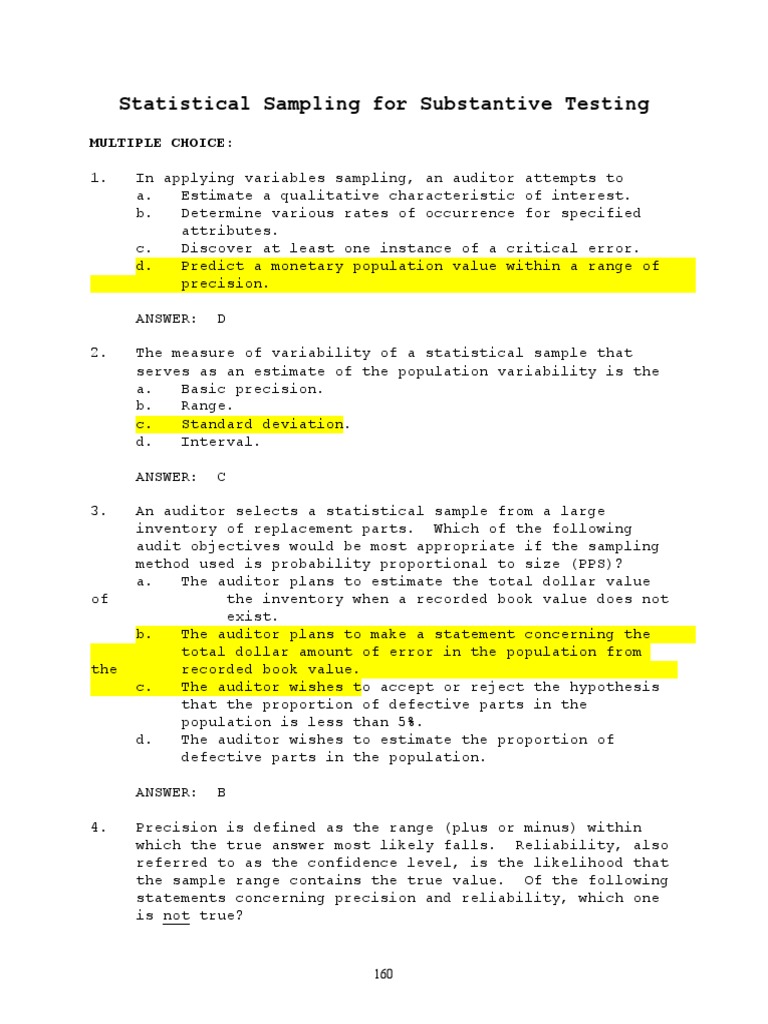 Statistical Sampling in Auditing | PDF | Sample Size Determination ...