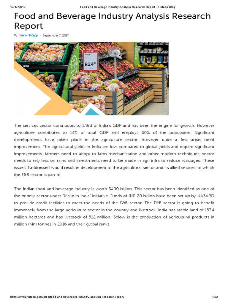 Food and Beverage Industry Analysis Research Report PDF Retail
