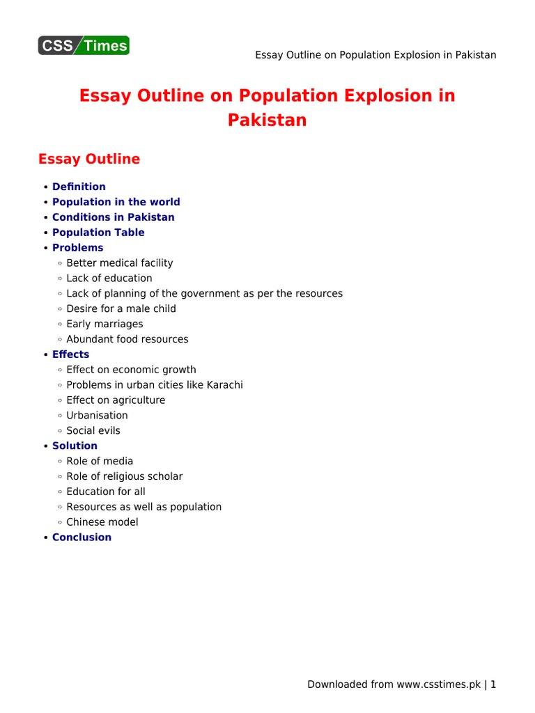 essay on overpopulation in pakistan for class 10