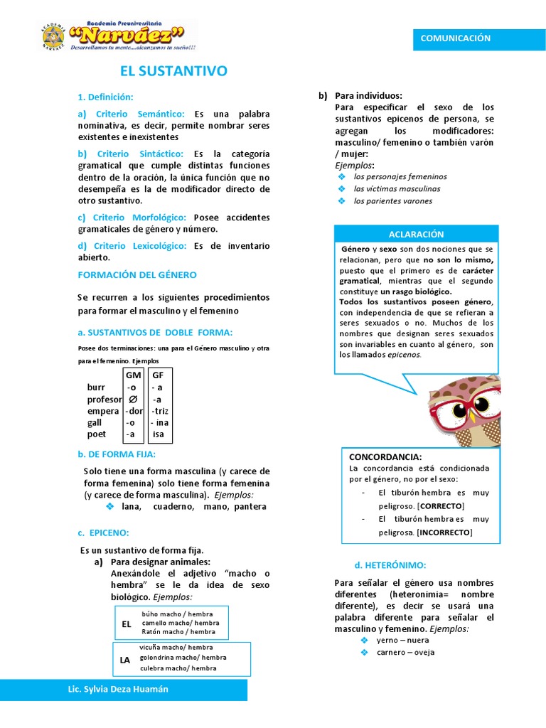 Ejemplos de Sustantivos Epicenos y Doble Forma | PDF | Género ...