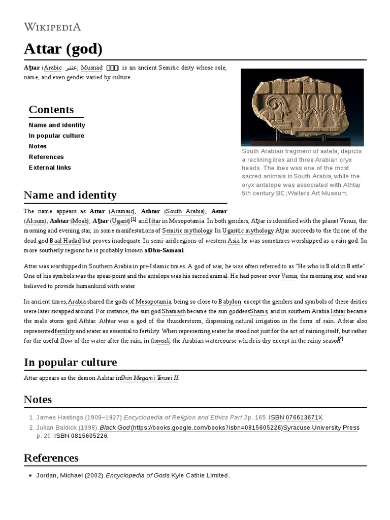 Attar (God) : A Tar (Arabic: Musnad | PDF | Deities | Ancient Semitic  Religions