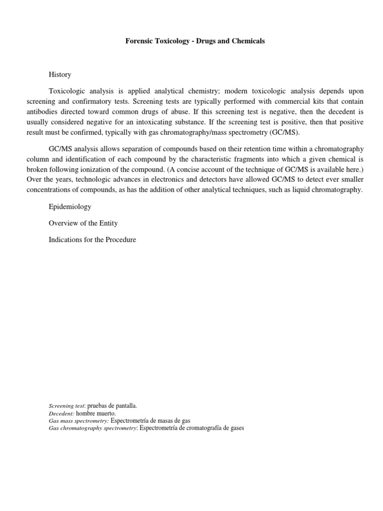 Forensic Toxicology Drugs and Chemicals PDF Gas Chromatography