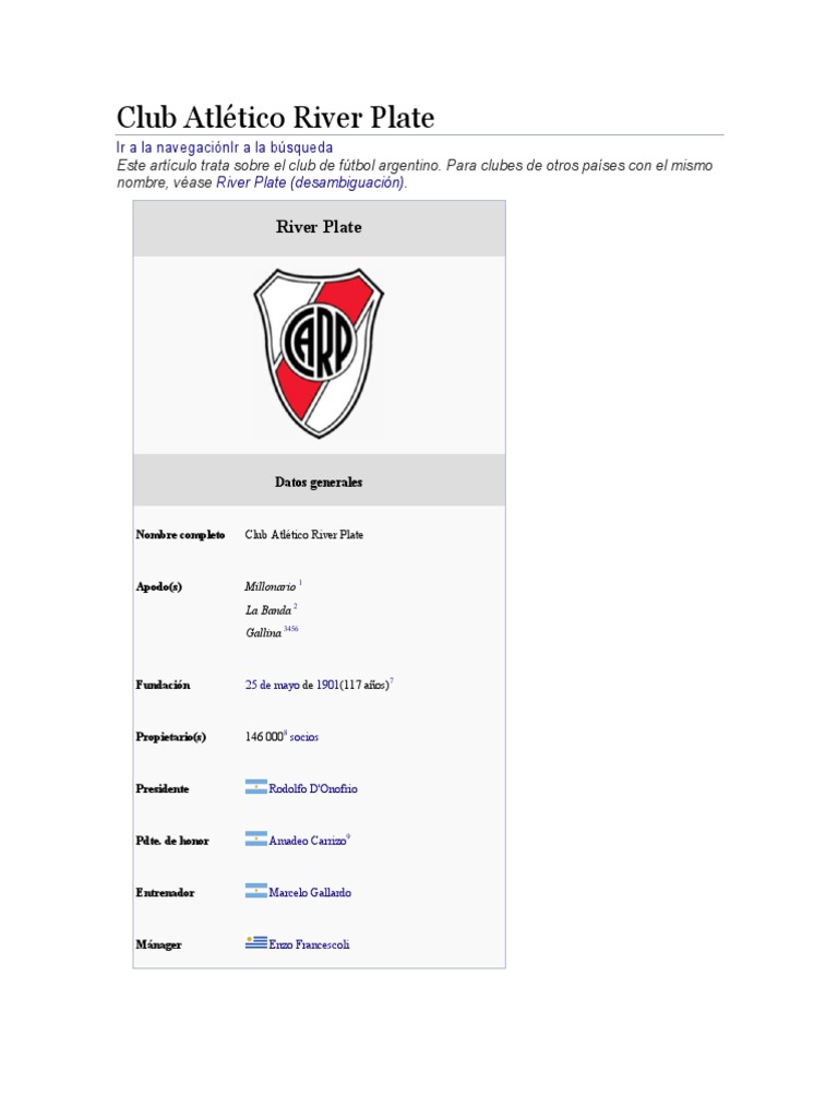 Historia y origen de River Plate | PDF | Deportes de equipo ...