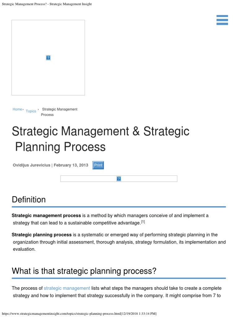 World Strategic Management Process - Strategic Management Insight | PDF ...