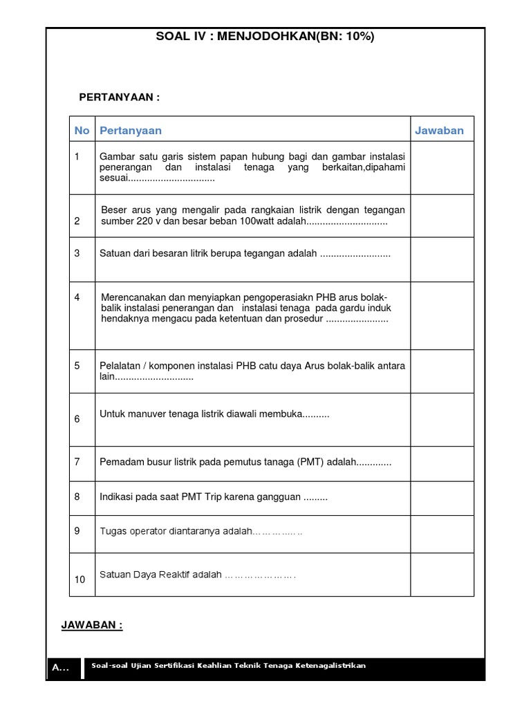 Soal Vi Menjodohkan