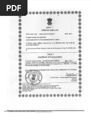 Certificate of Incorporation
