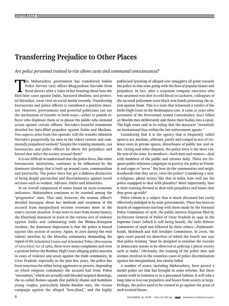 ED LIII 49 151218 Transferring Prejudice To Other Places | PDF | Dalit ...
