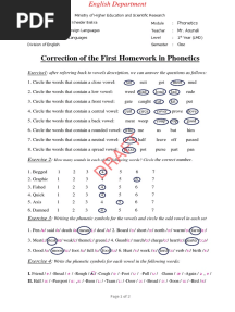 Correction of The First Year LMD Phonetics Homework No 01 PDF