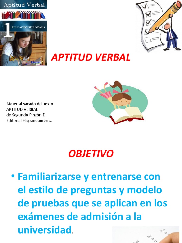 APTITUD VERBAL Prof Pinz n pptx Verbo Palabra Prueba Gratuita De 30 D as Scribd