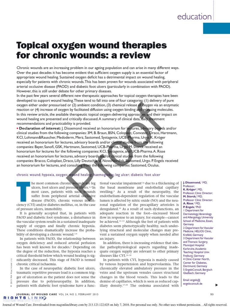 Topical oxygen wound therapy Wound Oxygen