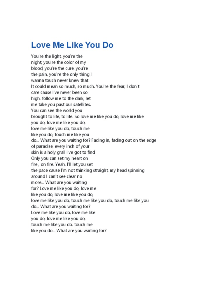Love Me Like You Do Musica Grabada Canciones