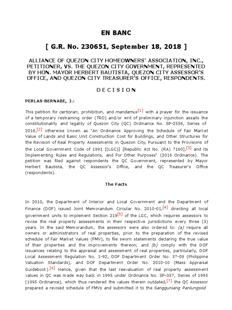 Alliance of Quezon City Homeowners' Association, Inc. vs. The Quezon