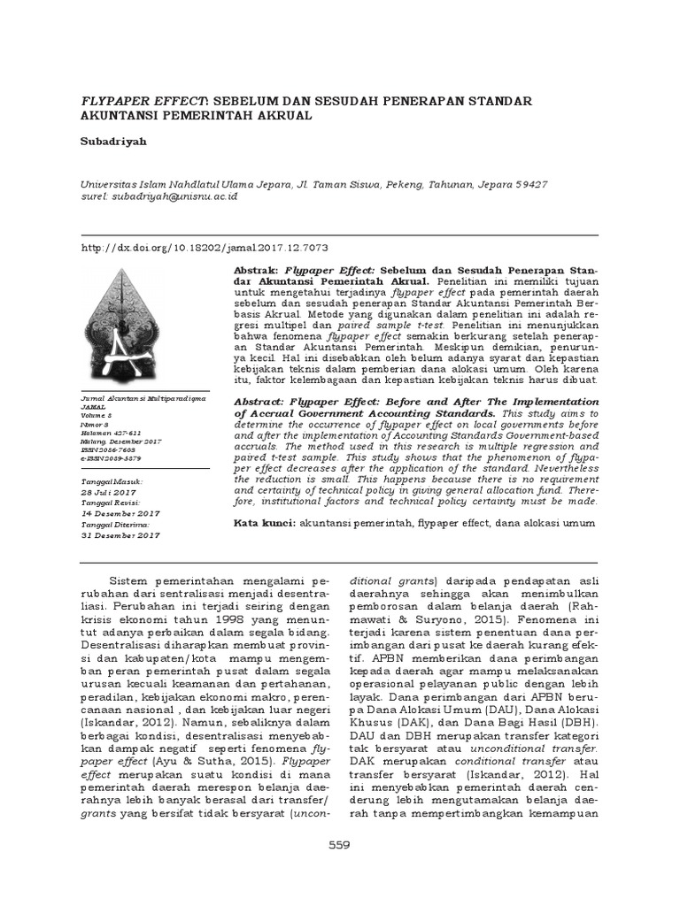 Flypaper Effect Sebelum Dan Sesudah Penerapan SAP Akrual | PDF