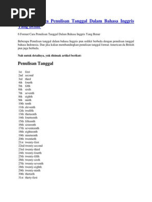 Cara Menulis Tanggal Surat Dalam Bahasa Inggris Bagi Contoh Surat