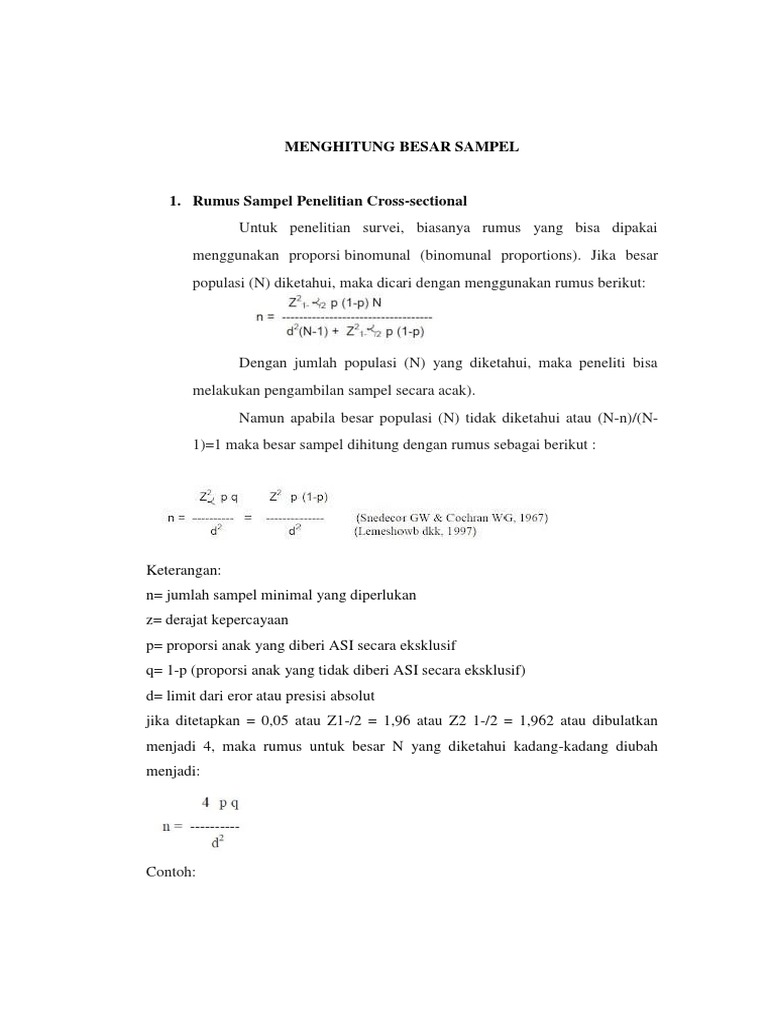 Rumus Menghitung Besar Sampel Penelitian | PDF | Metode & Bahan Ajar ...