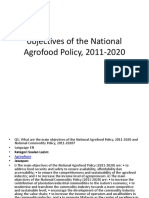 Objectives of the National Agrofood Policy, 2011-2020
