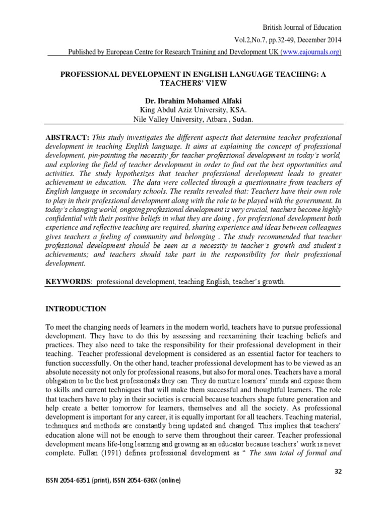 English Teacher Development Study | PDF | Mentorship | Teachers