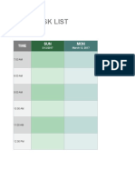 Daily Task List: Time SUN MON