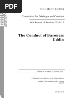 The Conduct of Baroness Uddin