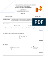 Universidad Nacional Autónoma de México Facultad de Ingeniería División de Ciencias Básicas Cálculo Ii Primer Examen Final Tipo "A"