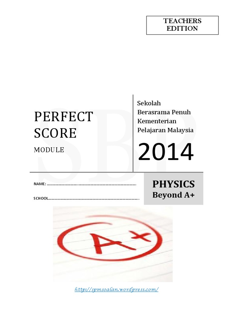 (Spmsoalan) Skema Modul Perfect Score Physic SBP 2014 PDF | PDF