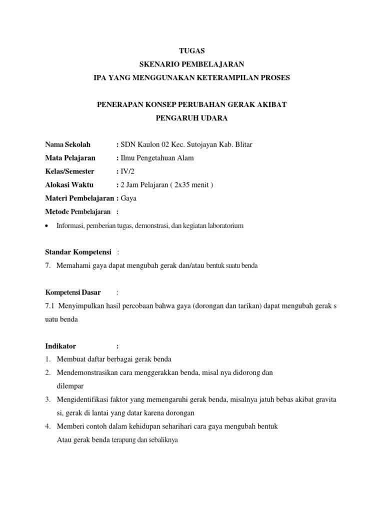 Contoh Skenario Pembelajaran | PDF