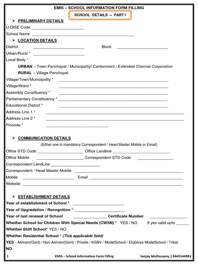 EMIS School Information Form Guide | PDF | Toilet | Drainage