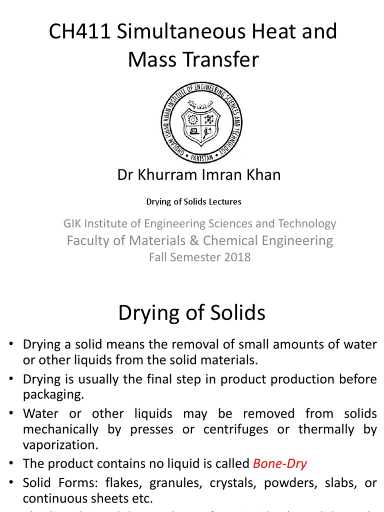 Drying of Solids Lectures | PDF | Clothes Dryer | Solid