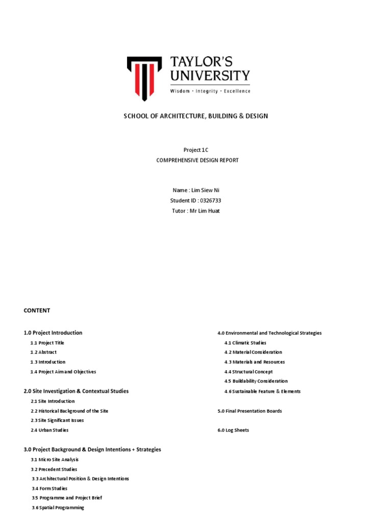 Architectural Comprehensive Design Report | PDF | Wall | Roof