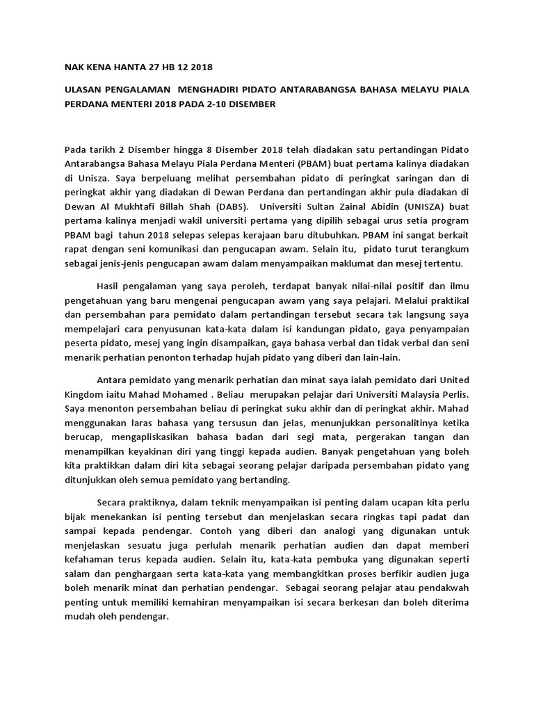 Pengalaman Saya Setelah Menonton Pertandingan Pidato