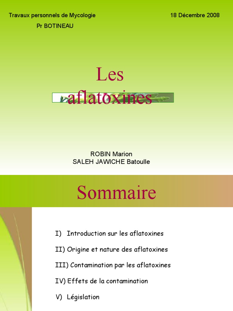 Aflatoxines | PDF | Mycotoxine | Nourritures