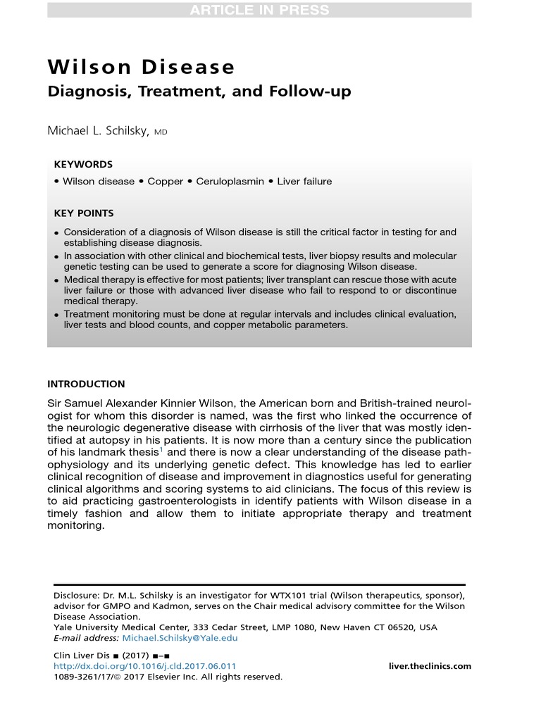 Doença de Wilson | PDF | Medical Diagnosis | Medical Specialties