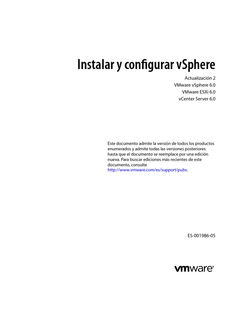 Vsphere Esxi Vcenter Server 602 Installation Setup Guide PDF | PDF ...