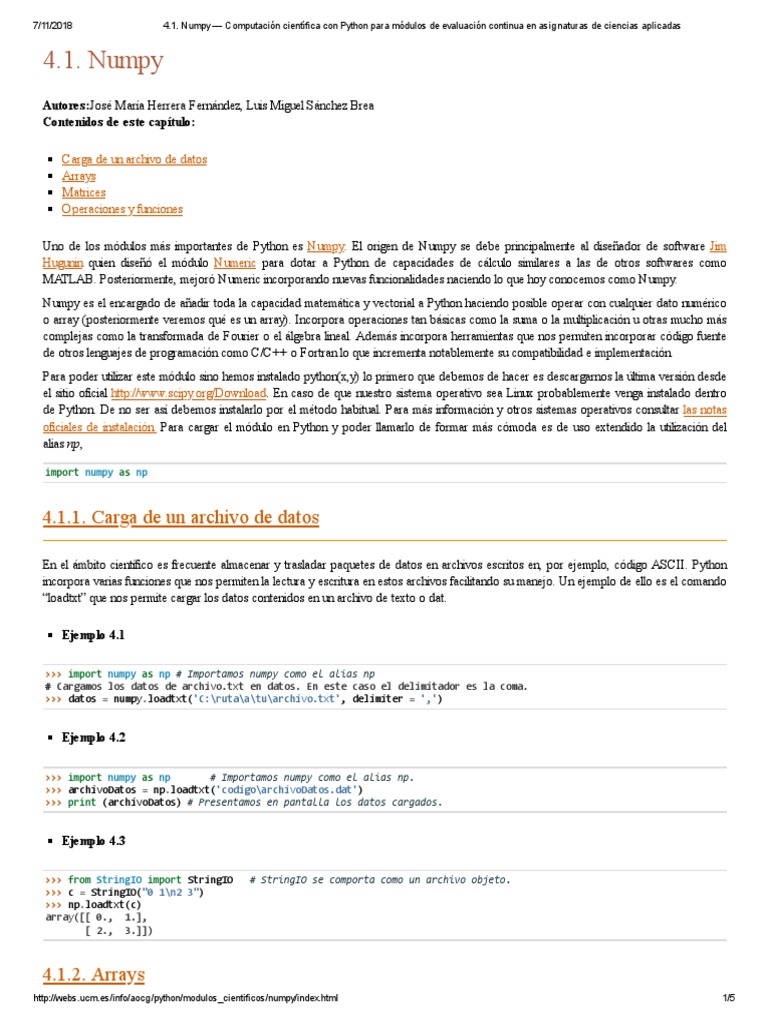 4.1. Numpy - Computación Científica Con Python para Módulos de ...