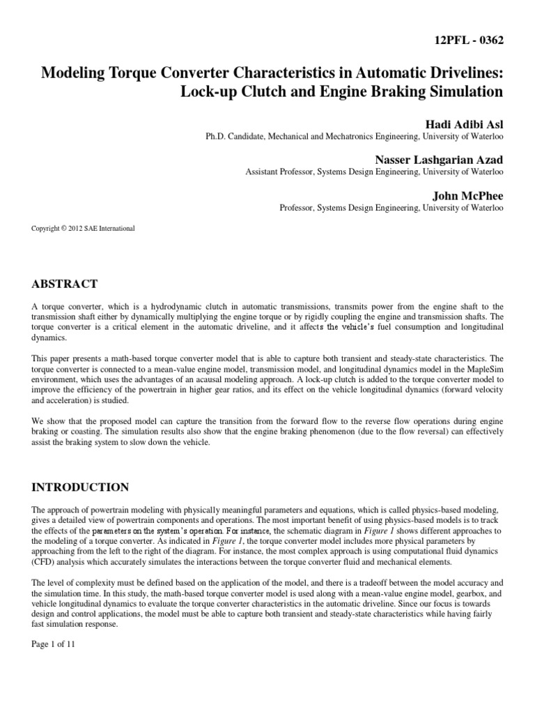 Modeling Torque Conv PDF | PDF | Automatic Transmission | Transmission ...