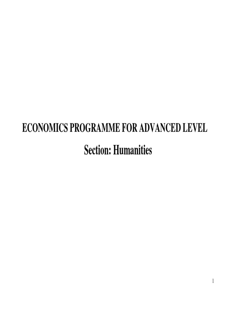 Advanced Level Economics Curriculum | PDF | Economics | Demand