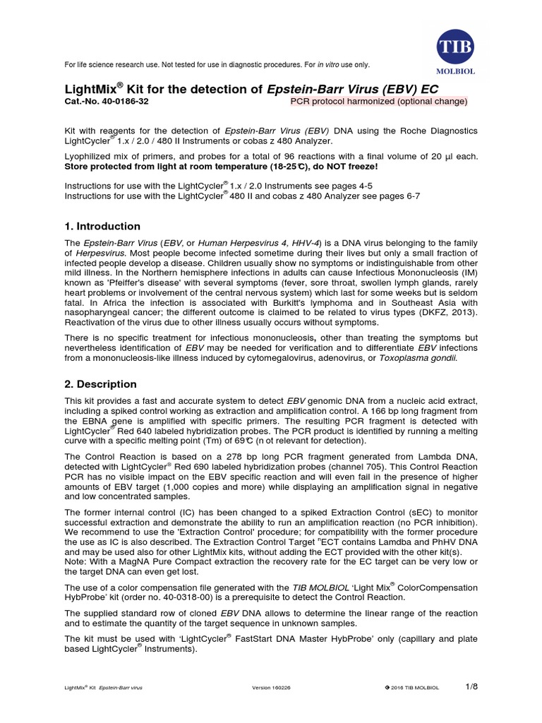 Epstein-Barr Virus EBV Test | PDF | Polymerase Chain Reaction ...