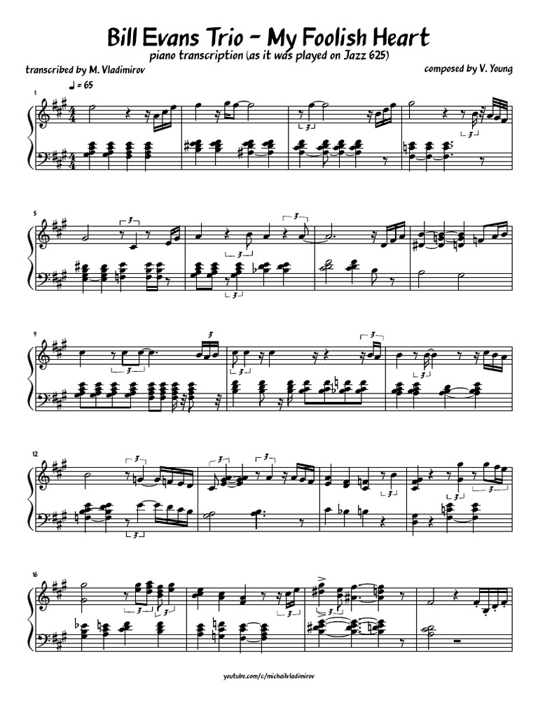 Beautiful Love by Bill Evans - C Instrument - Digital Sheet Music