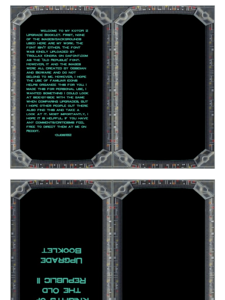 KotOR 2 Upgrade Booklet Final | PDF