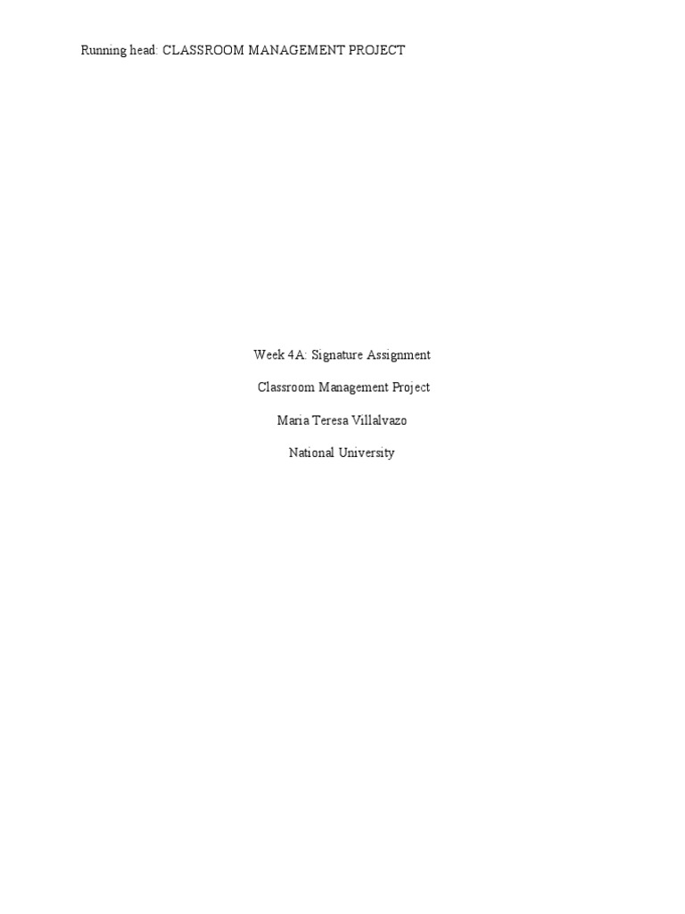Week 4a Signature Assignment | PDF | Classroom Management | Self ...