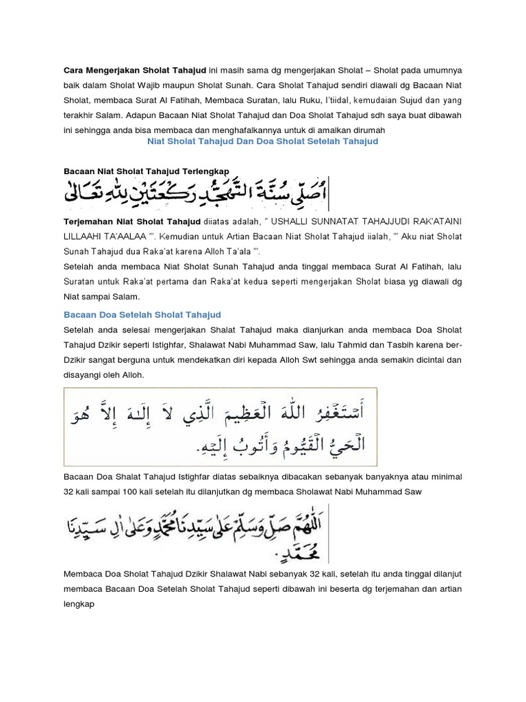 Niat Sholat Tahajud Dan Doanya Celoteh Bijak