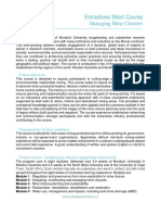 Course Outline Managing Mine Closures